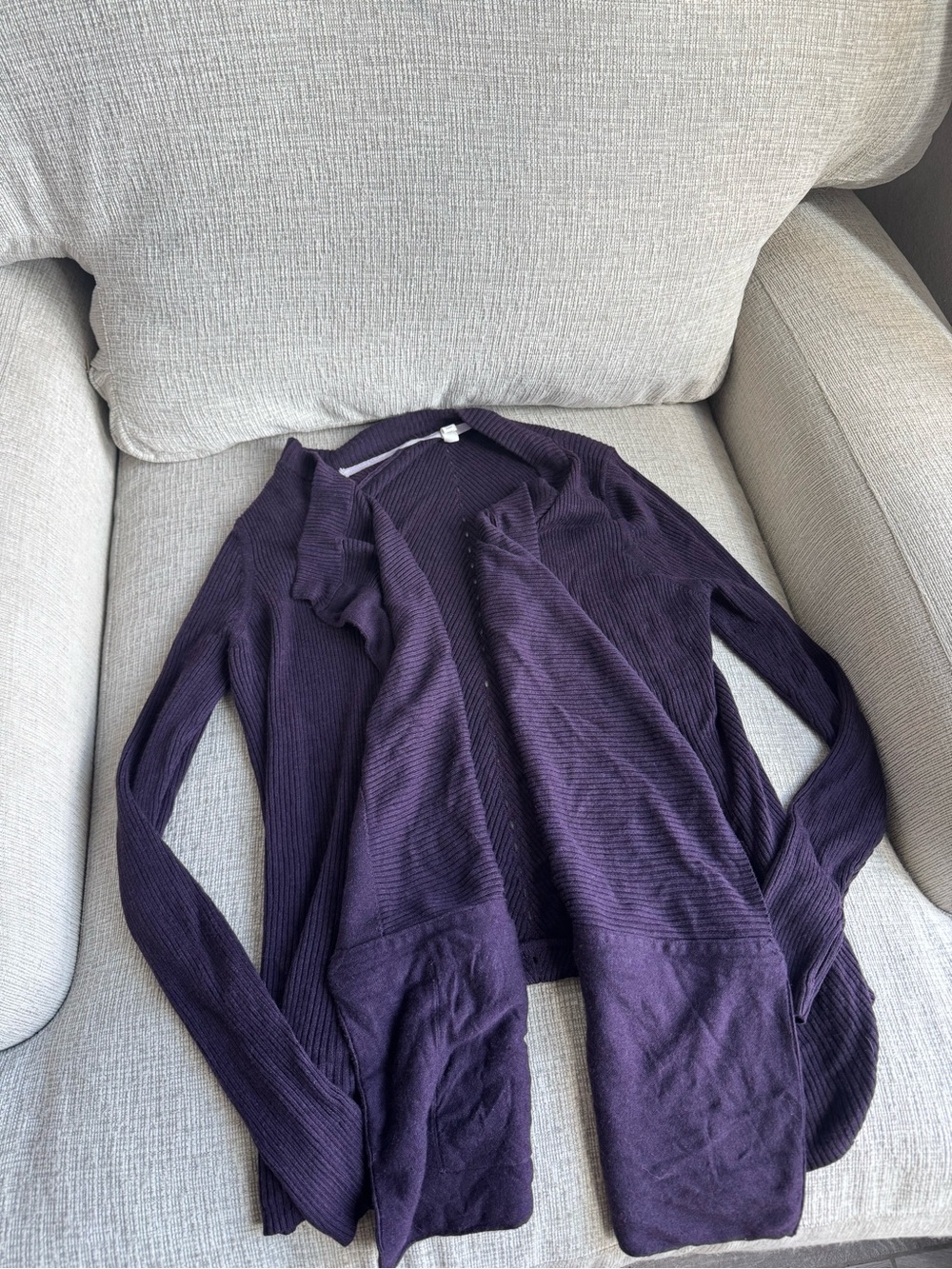 lululemon athletica Plum Ribbed Open Cardigan